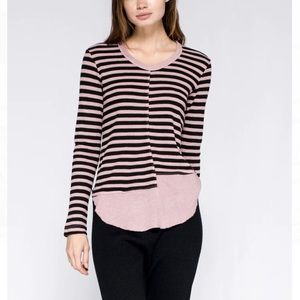 WILT Shrunken Twisted Mixed Shirttail Long Sleeve Tee